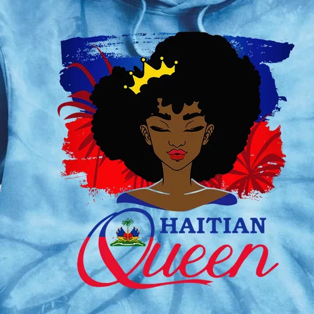 Haitian Queen Haiti Flag Melanin Tie Dye Hoodie