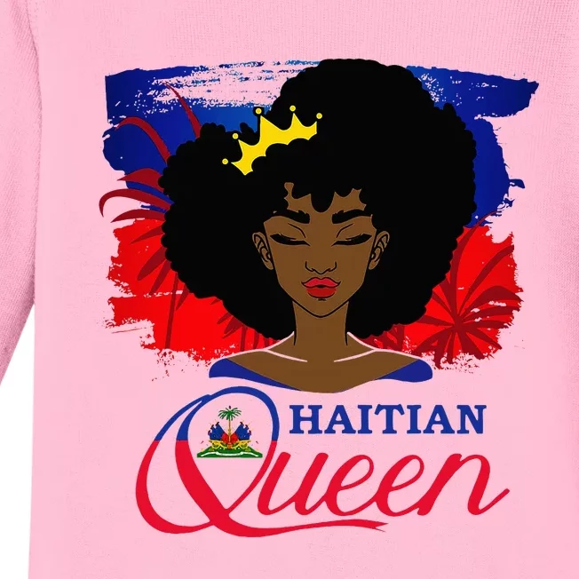 Haitian Queen Haiti Flag Melanin Baby Long Sleeve Bodysuit