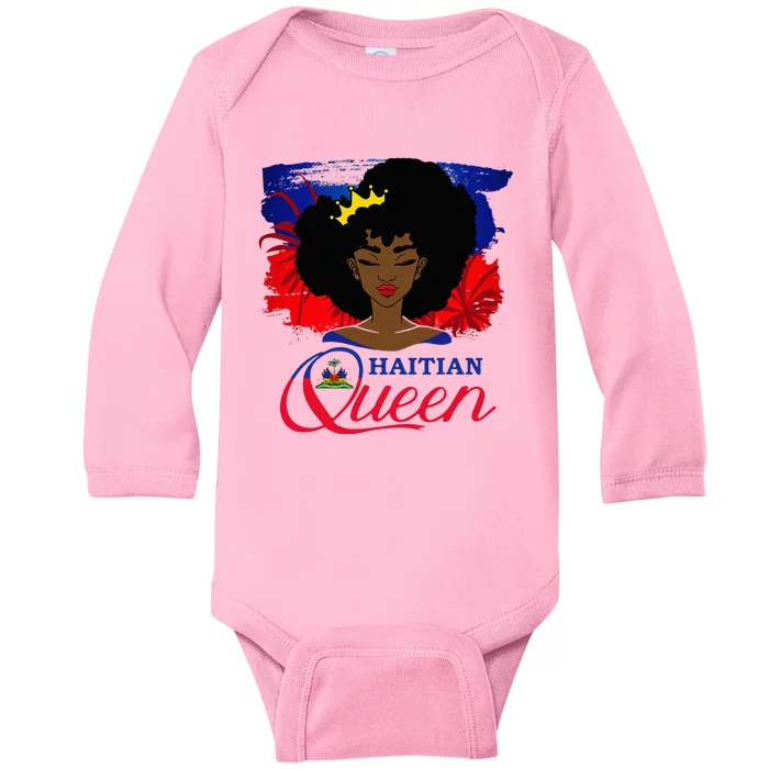 Haitian Queen Haiti Flag Melanin Baby Long Sleeve Bodysuit