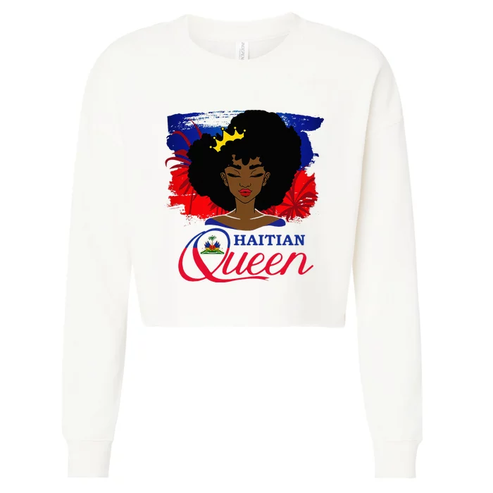 Haitian Queen Haiti Flag Melanin Cropped Pullover Crew