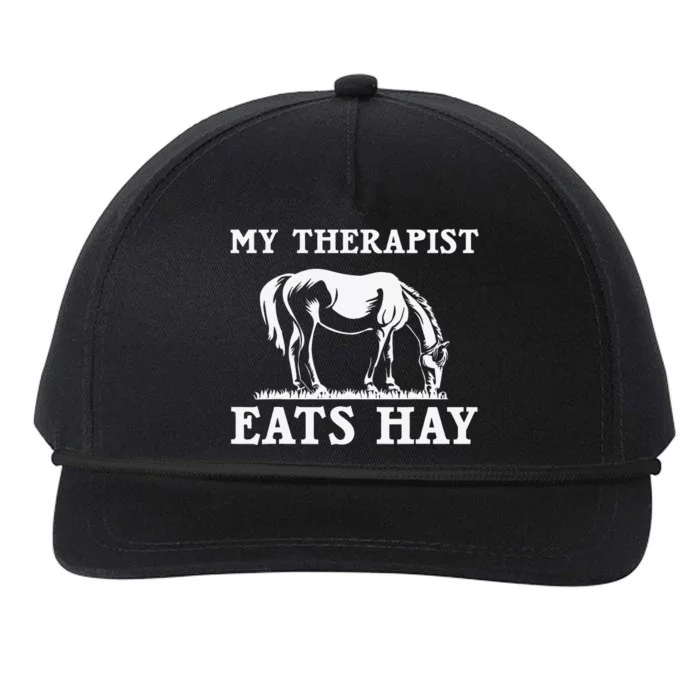 Horse Quotes My Therapist Eats Hay Grazing Horse Equestrian Snapback Five-Panel Rope Hat