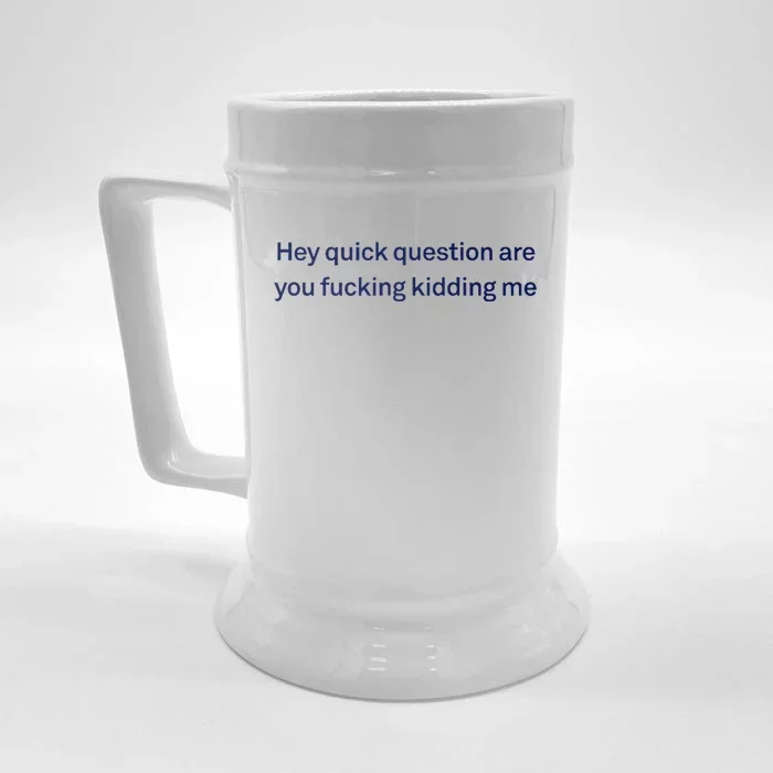 Hey Quick Question Are You Fcking Kidding Me Funny Front & Back Beer Stein