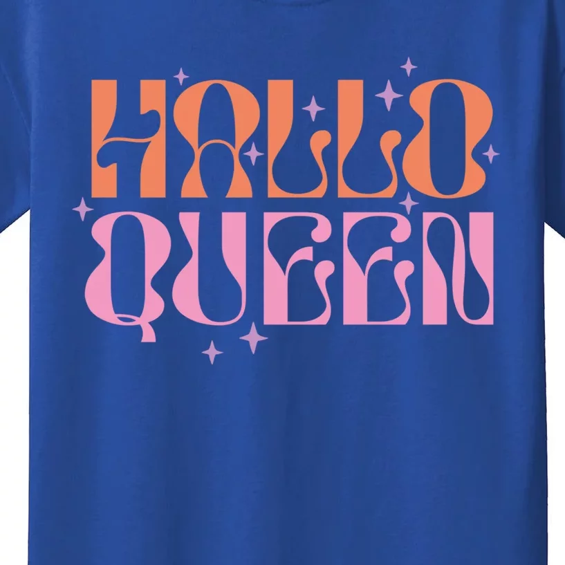 Hallo Queen Witch Groovy Funny Halloween Costumes Cute Gift Kids T-Shirt