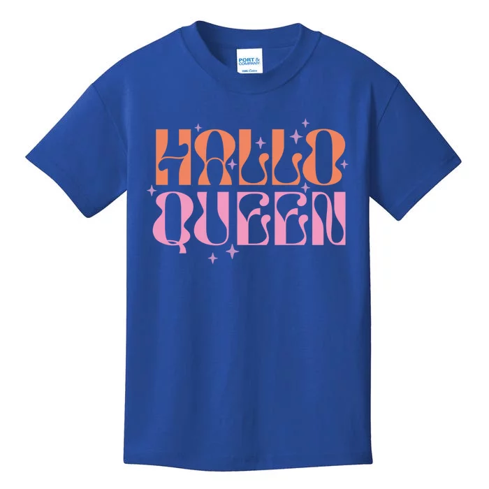 Hallo Queen Witch Groovy Funny Halloween Costumes Cute Gift Kids T-Shirt