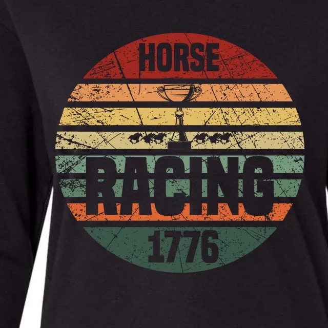 Horse Racing 1776 Womens Cotton Relaxed Long Sleeve T-Shirt