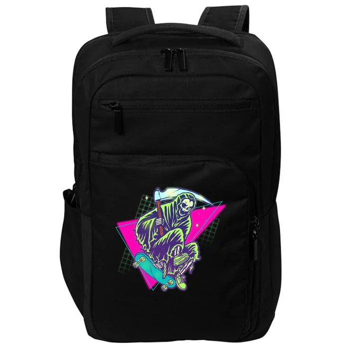 Halloween Retro 80's Skateboarding Grim Reaper Impact Tech Backpack