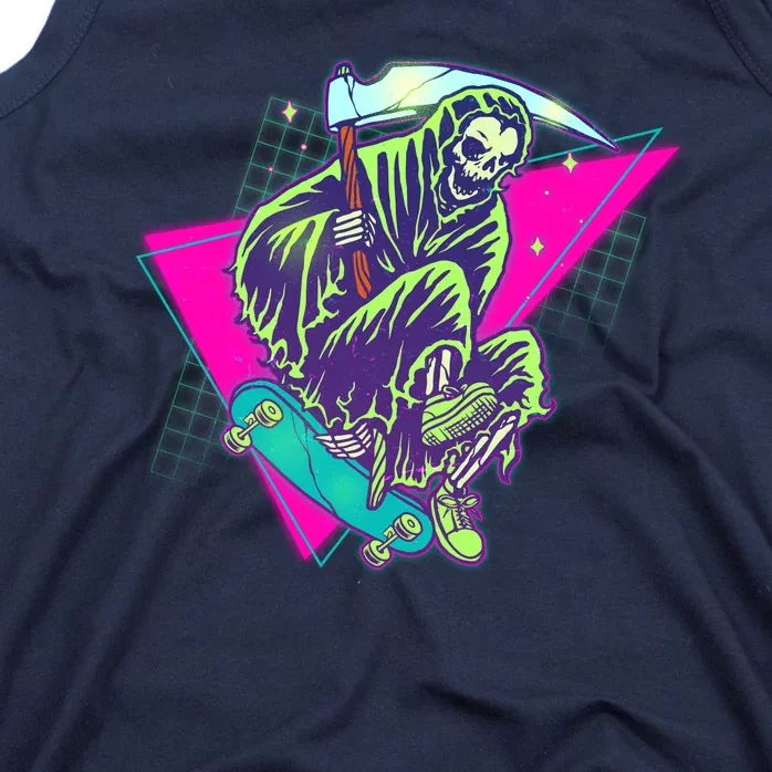 Halloween Retro 80's Skateboarding Grim Reaper Tank Top