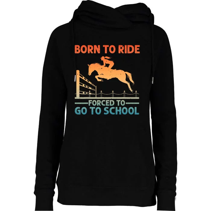 Horse Racing Art Horse Lover Equestrian Womens Funnel Neck Pullover Hood