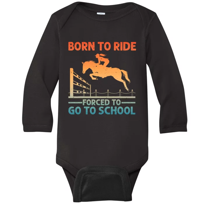 Horse Racing Art Horse Lover Equestrian Baby Long Sleeve Bodysuit