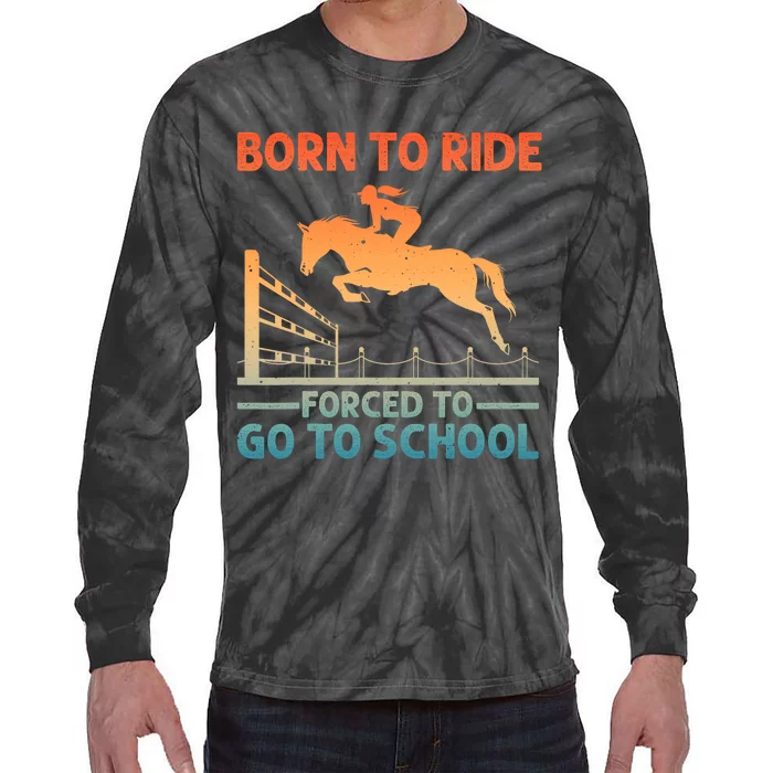 Horse Racing Art Horse Lover Equestrian Tie-Dye Long Sleeve Shirt