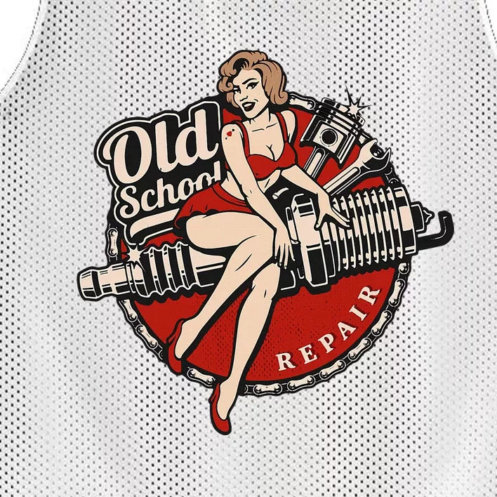 Hot Rod Art Retro Car Rockabilly Old School Mesh Reversible Basketball Jersey Tank