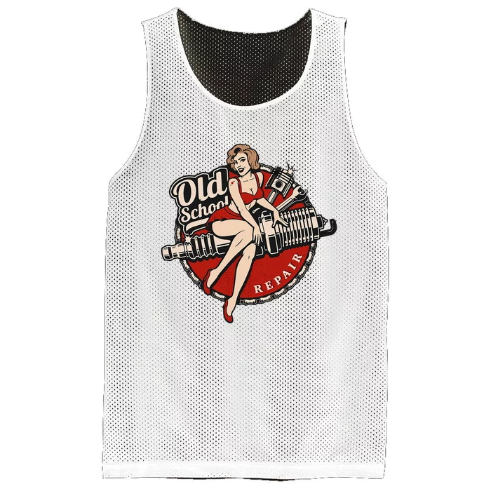 Hot Rod Art Retro Car Rockabilly Old School Mesh Reversible Basketball Jersey Tank