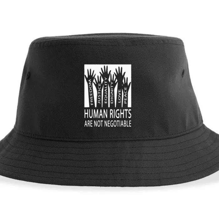 Human Rights Are Not Negotiable Peace Love Human Rights Sustainable Bucket Hat