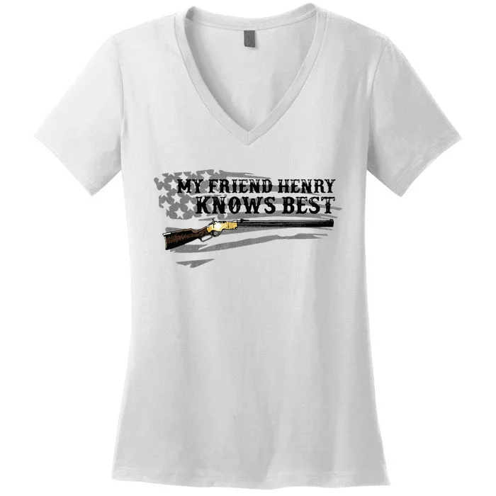 Henry Rifle American Flag Women's V-Neck T-Shirt