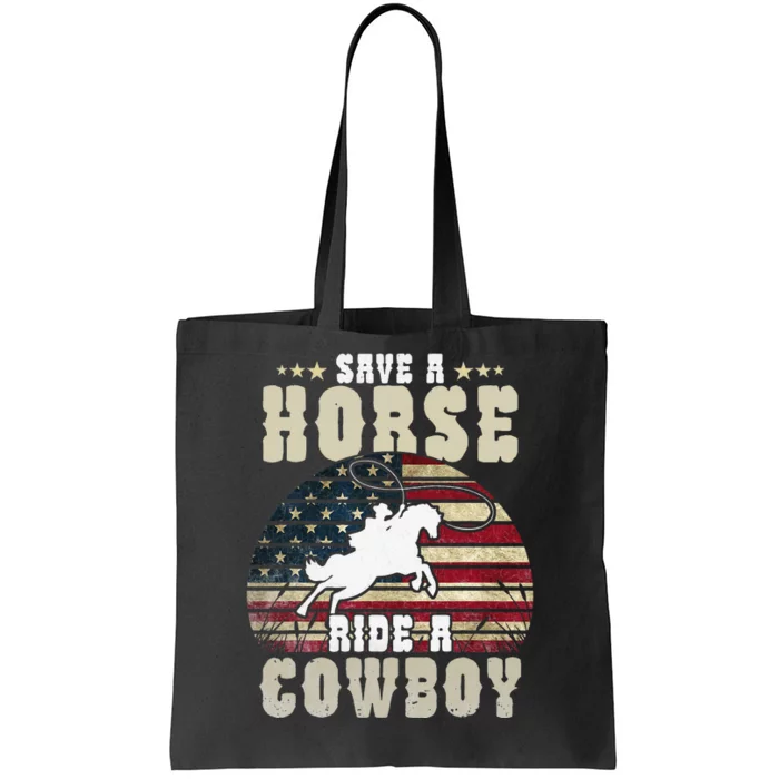 Horse Riding Adult Joke Save A Horse Ride A Cow Tote Bag