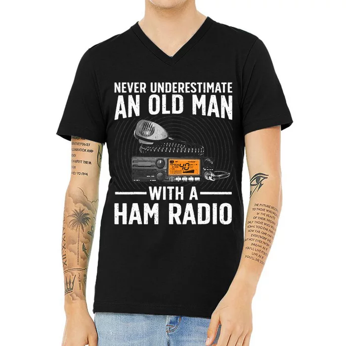 Ham Radio Art For Grandpa Amateur Radio Ham Operator V-Neck T-Shirt