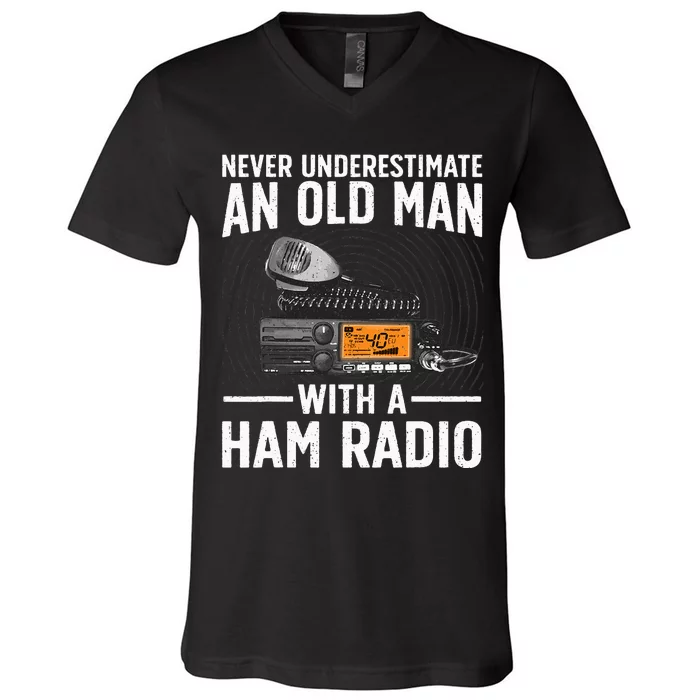 Ham Radio Art For Grandpa Amateur Radio Ham Operator V-Neck T-Shirt