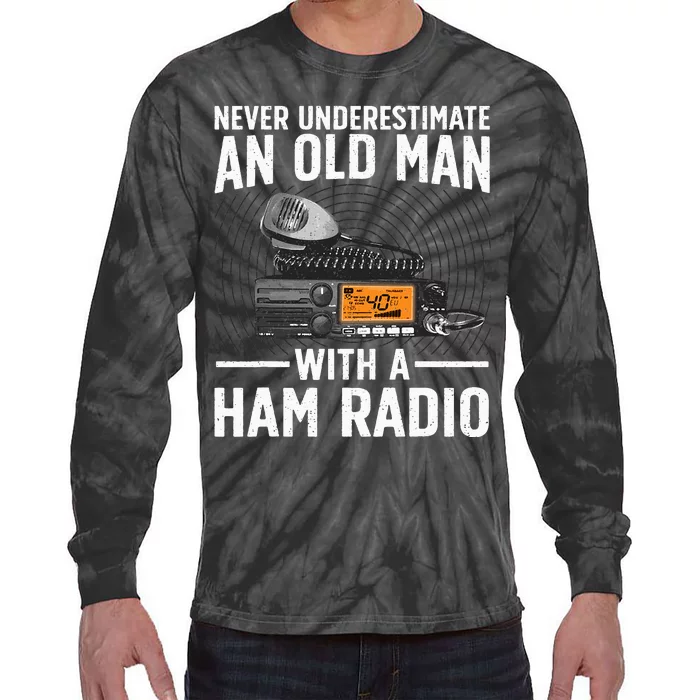 Ham Radio Art For Grandpa Amateur Radio Ham Operator Tie-Dye Long Sleeve Shirt