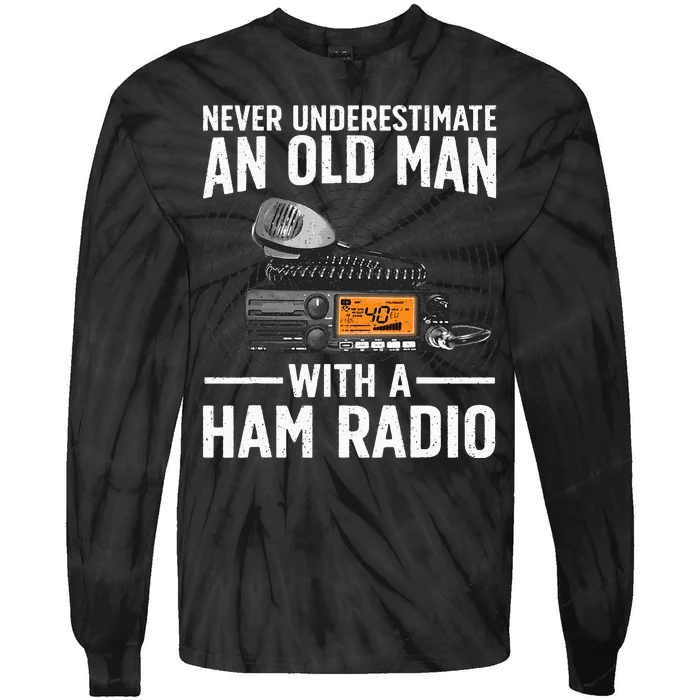 Ham Radio Art For Grandpa Amateur Radio Ham Operator Tie-Dye Long Sleeve Shirt