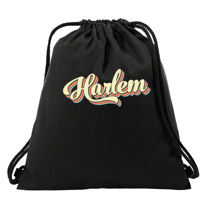 Harlem Retro Art Baseball Font Vintage Drawstring Bag