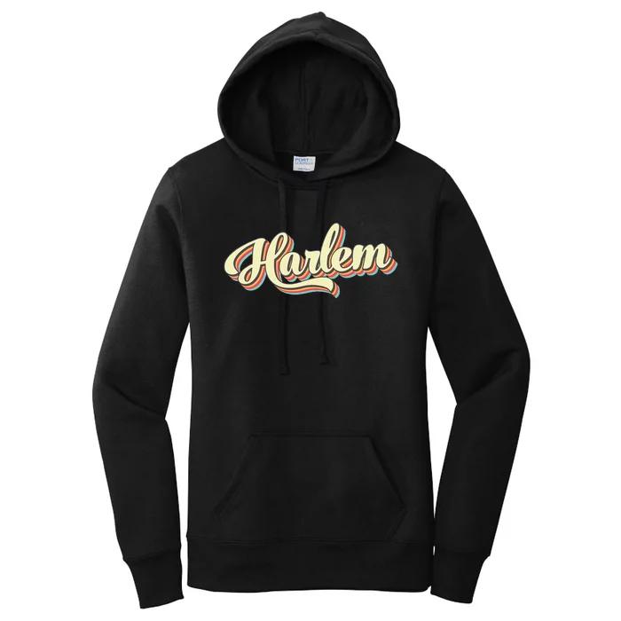 Harlem Retro Art Baseball Font Vintage Women's Pullover Hoodie