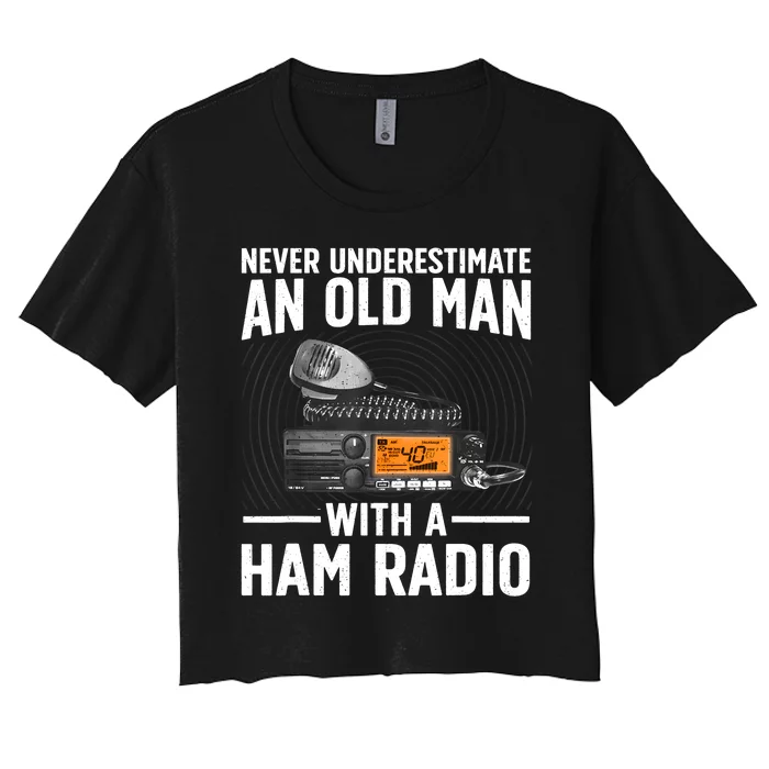 Ham Radio Art For Grandpa Amateur Radio Ham Operator Women's Crop Top Tee