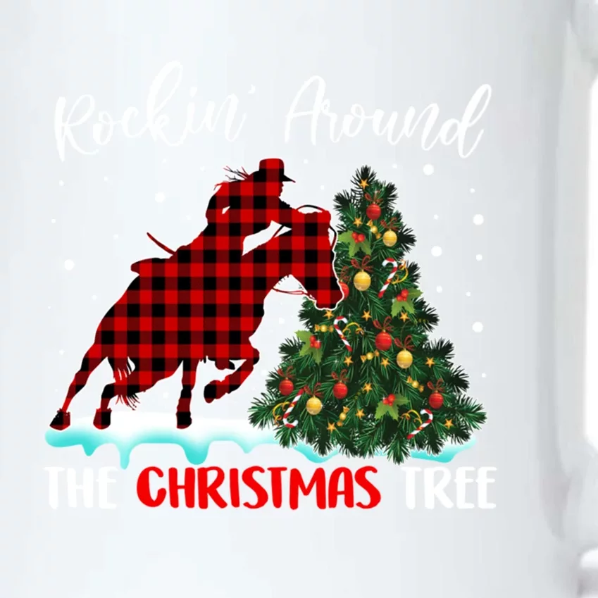 Horse Rockin Around Christmas Tree Barrel Equestrian Xmas Gift Black Color Changing Mug