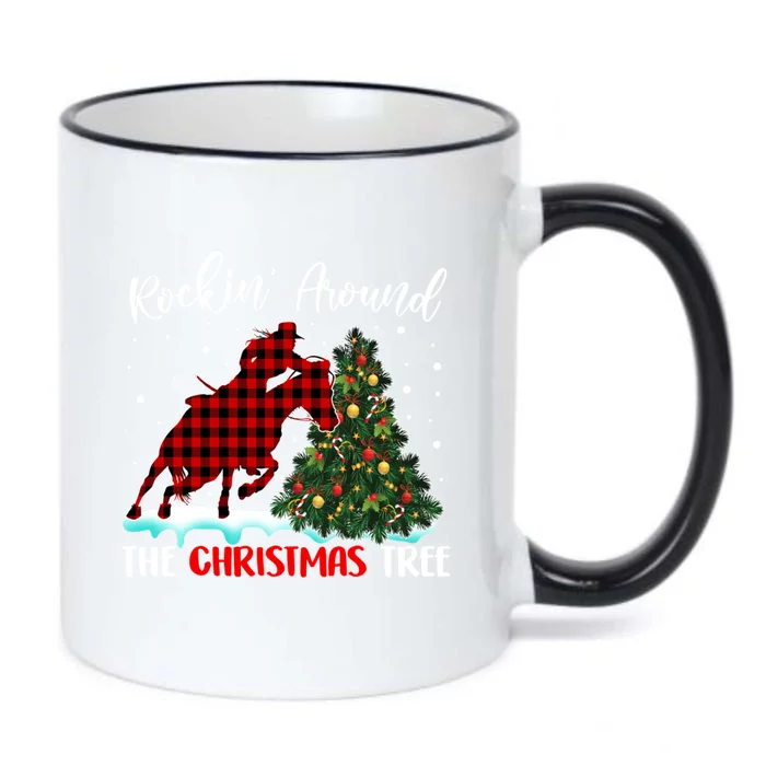 Horse Rockin Around Christmas Tree Barrel Equestrian Xmas Gift Black Color Changing Mug