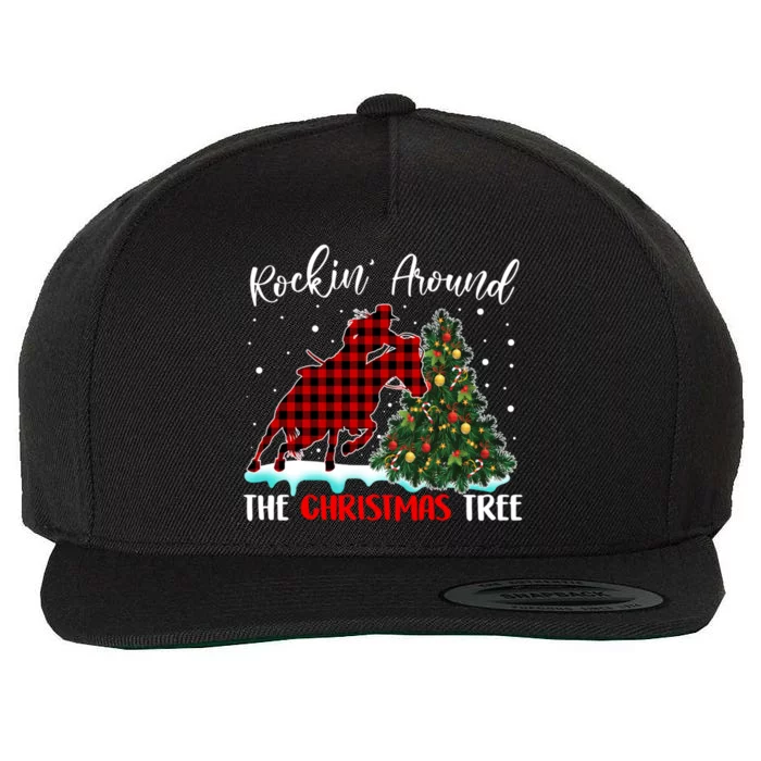 Horse Rockin Around Christmas Tree Barrel Equestrian Xmas Gift Wool Snapback Cap