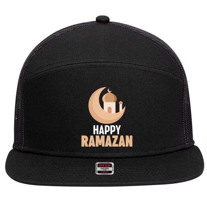 Happy Ramadan Arabic Calligraphy Gift For Ramadan Mubarak 7 Panel Mesh Trucker Snapback Hat