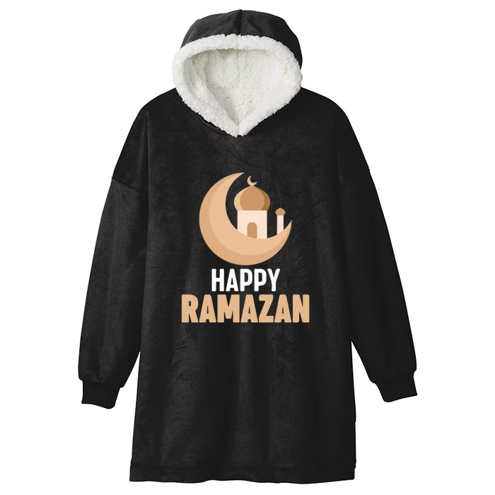 Happy Ramadan Arabic Calligraphy Gift For Ramadan Mubarak Hooded Wearable Blanket