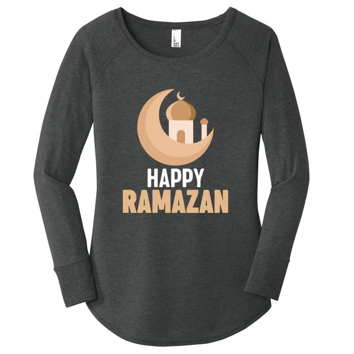 Happy Ramadan Arabic Calligraphy Gift For Ramadan Mubarak Women's Perfect Tri Tunic Long Sleeve Shirt