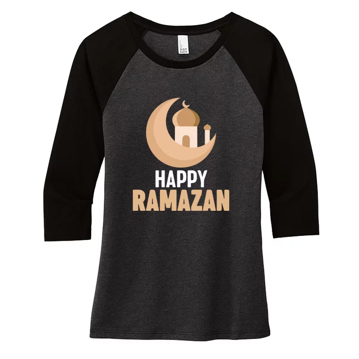 Happy Ramadan Arabic Calligraphy Gift For Ramadan Mubarak Women's Tri-Blend 3/4-Sleeve Raglan Shirt