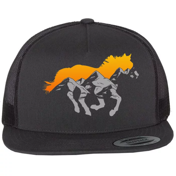 Horse Riding Apparel Mountain And Horse Flat Bill Trucker Hat