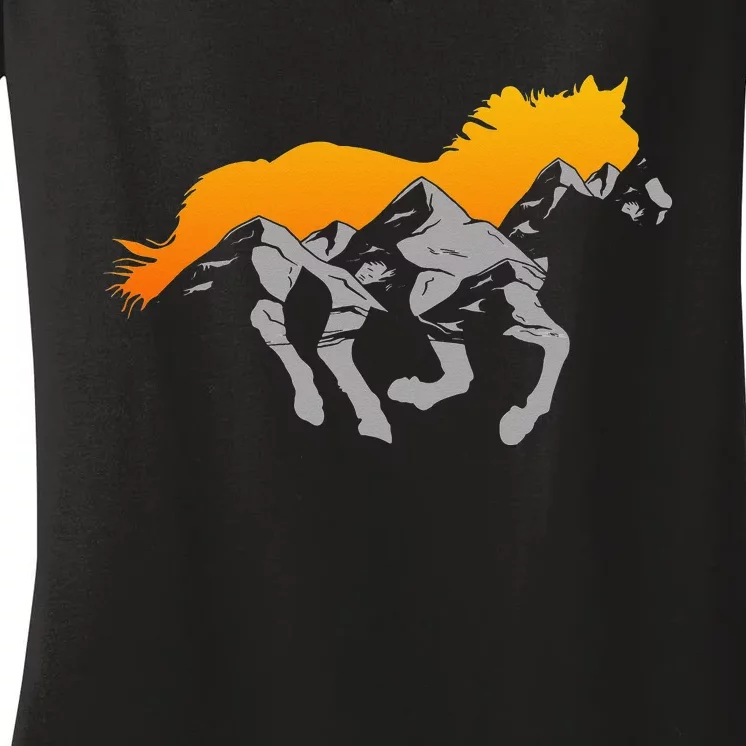 Horse Riding Apparel Mountain And Horse Women's V-Neck T-Shirt