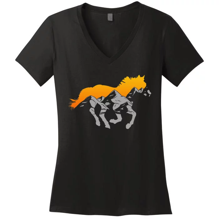 Horse Riding Apparel Mountain And Horse Women's V-Neck T-Shirt