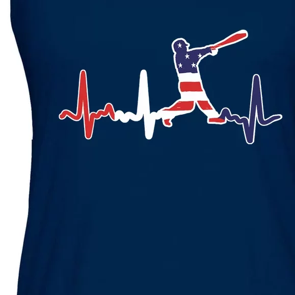 Home Run Baseball Flag Baseball Heartbeat Ladies Essential Flowy Tank