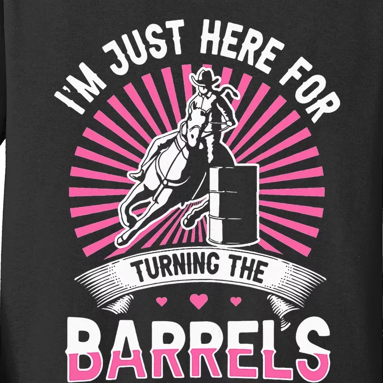 Horse Riding Barrel Racing Design for a Barrel Racer Kids Long Sleeve Shirt