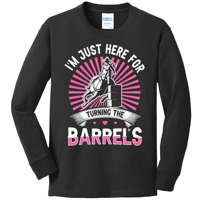 Horse Riding Barrel Racing Design for a Barrel Racer Kids Long Sleeve Shirt