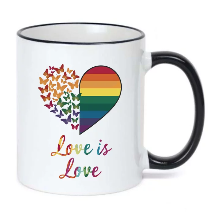 Heart Rainbow Butterfly Love Is Love Lgbt Lesbian Pride Meaningful Gift Black Color Changing Mug