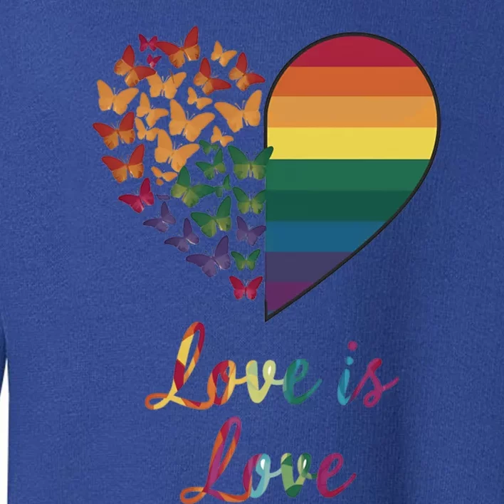 Heart Rainbow Butterfly Love Is Love Lgbt Lesbian Pride Meaningful Gift Toddler Sweatshirt