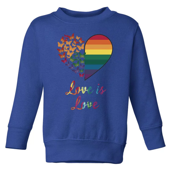 Heart Rainbow Butterfly Love Is Love Lgbt Lesbian Pride Meaningful Gift Toddler Sweatshirt