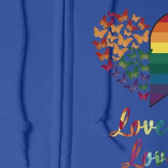 Heart Rainbow Butterfly Love Is Love Lgbt Lesbian Pride Meaningful Gift Full Zip Hoodie