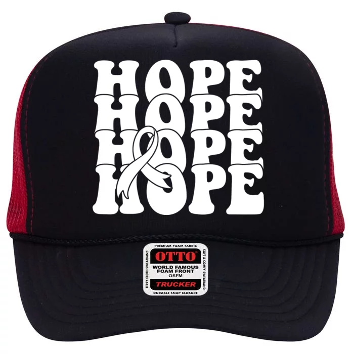 Hope Ribbon Breast Cancer Awareness Month High Crown Mesh Trucker Hat