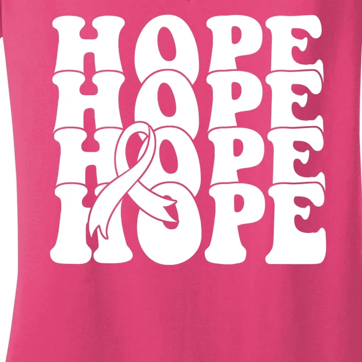 Hope Ribbon Breast Cancer Awareness Month Women's V-Neck T-Shirt