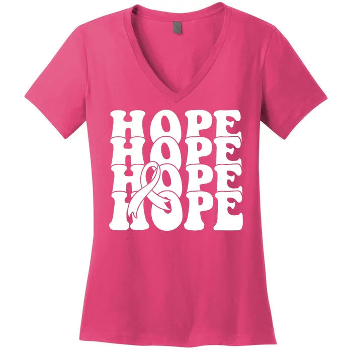 Hope Ribbon Breast Cancer Awareness Month Women's V-Neck T-Shirt