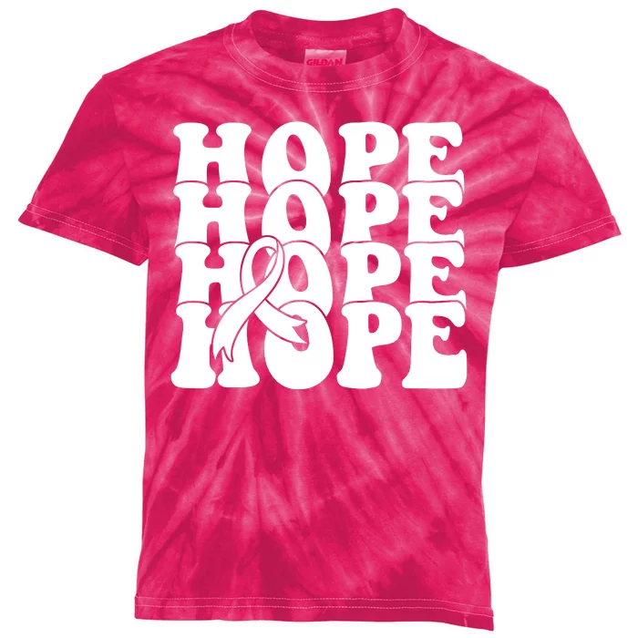 Hope Ribbon Breast Cancer Awareness Month Kids Tie-Dye T-Shirt