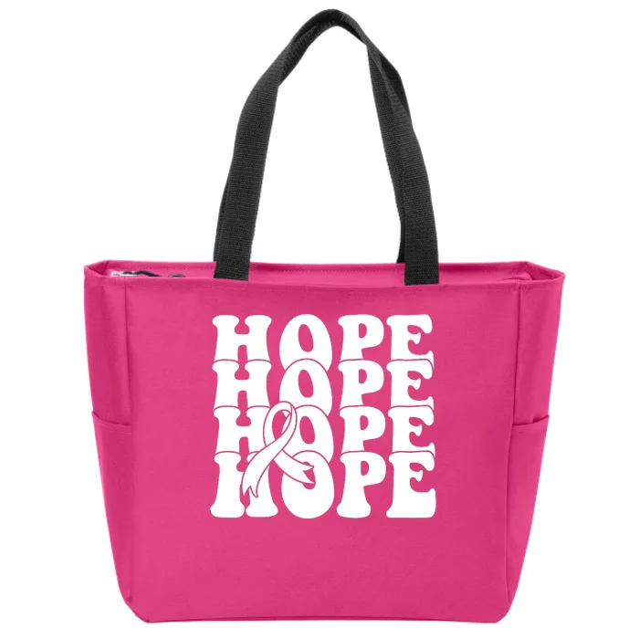 Hope Ribbon Breast Cancer Awareness Month Zip Tote Bag