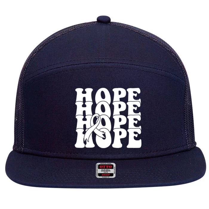 Hope Ribbon Breast Cancer Awareness Month 7 Panel Mesh Trucker Snapback Hat