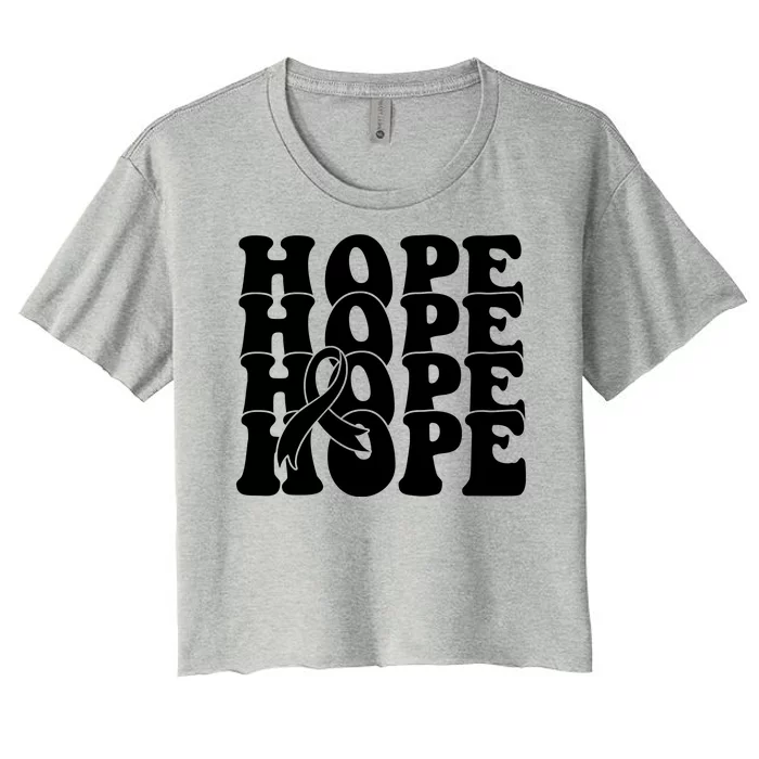 Hope Ribbon Breast Cancer Awareness Month Women's Crop Top Tee